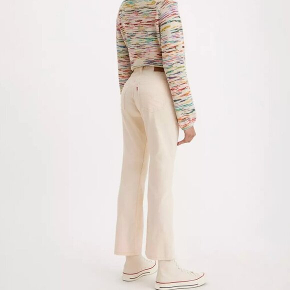 Levis Middy Ankle Bootcut Corduroy Jeans Pants Cream Casual Neutral Size 24 - Picture 5 of 14